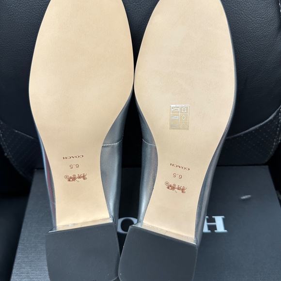 NIB! Coach Women Metallic Silver Bow Block Heel US6.5B Pull-On Ava Ballet Pump - Picture 9 of 11